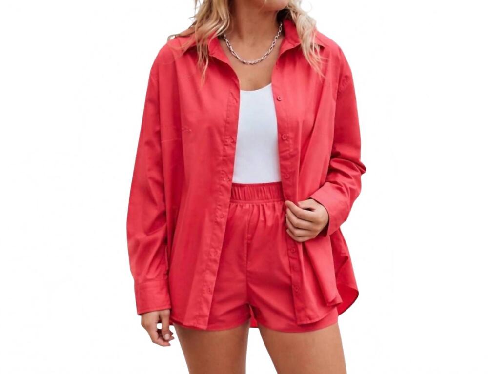 NEW EMORY PARK oversized button up shirt in fuchsia